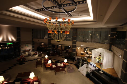 Candle-lit lobby at Asari Classe Hotel in Otaru Japan