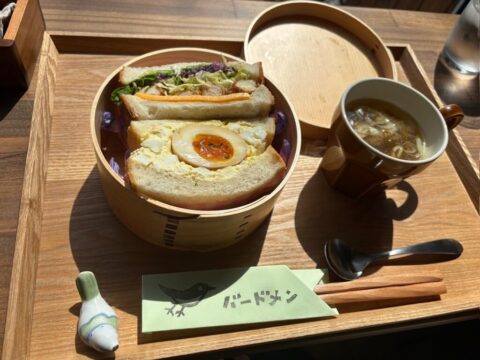 Homemade sandwich lunch at Bird Men café
